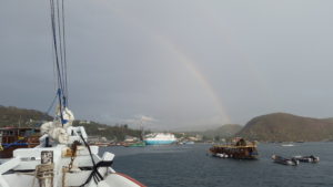 A rainbow welcome us back to Labuan Bajo 